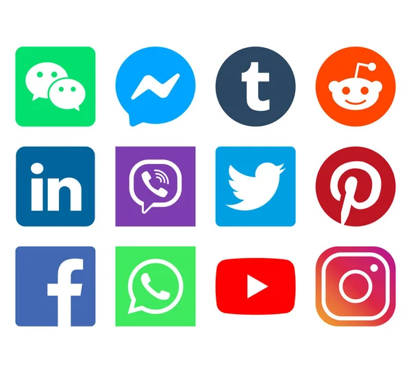 18, October, 2019. Minsk, Belarus. Social networks icons. Vector illustration, flat design — Stock Vector