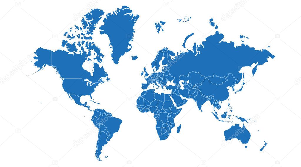 Ilustración Vectorial Del Mapa Mundial Sobre Fondo Blanco — Vector De