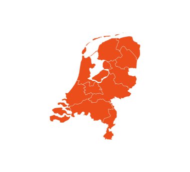 Hollanda haritası, sınır haritası. Vektör illüstrasyonu.