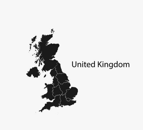 Birleşik Krallık haritası, sınır haritası. Vektör illüstrasyonu. — Stok Vektör