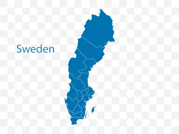 Schweden-Karte auf transparentem Hintergrund. Vektorillustration. — Stockvektor