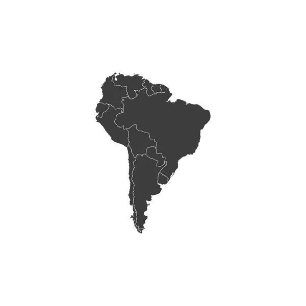 Sud America con confini nazionali, illustrazione vettoriale . — Vettoriale Stock