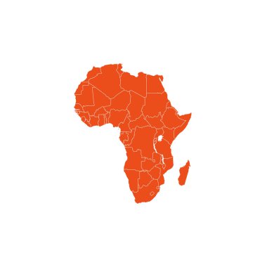 Ülke sınırlarıyla Afrika haritası, vektör illüstrasyonu.
