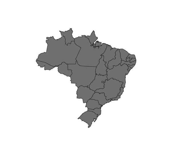 Brasile Mappa, su sfondo bianco, illustrazione vettoriale . — Vettoriale Stock