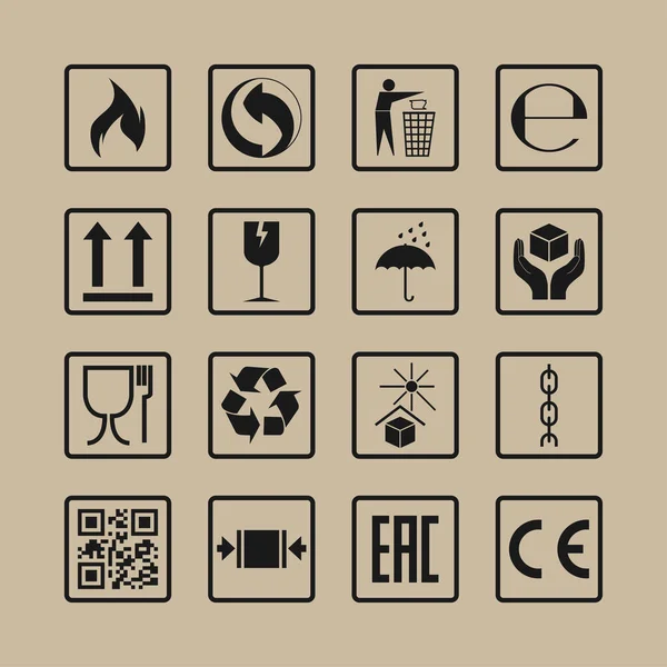 Packaging icons, package signs set. Vector illustration, flat design.