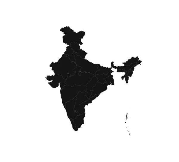 インド地図、国境地図。ベクターイラスト. — ストックベクタ