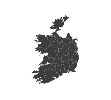 Beyaz arka planda İrlanda haritası. vektör illüstrasyonu.