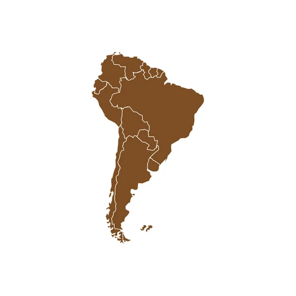 South America with country borders, vector illustration. — Stock Vector