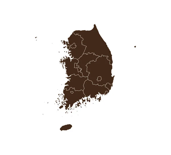 Mappa della Corea del Sud, mappa dei confini statali. Illustrazione vettoriale . — Vettoriale Stock