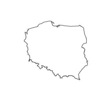 Polonya haritası beyaz arka planda. vektör illüstrasyonu.