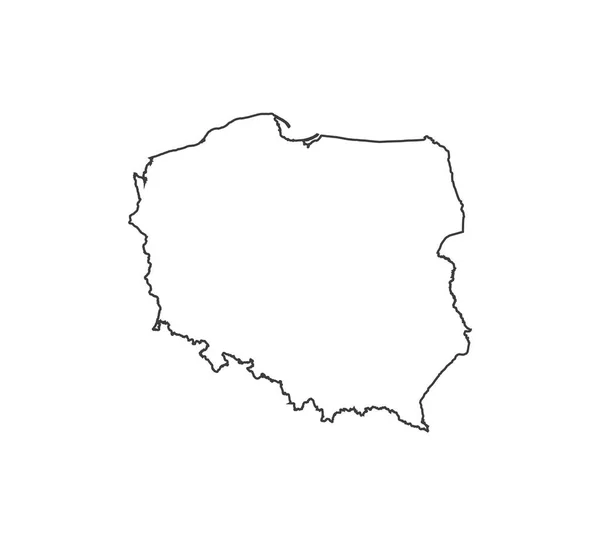 Mapa Polski na białym tle. ilustracja wektora. — Wektor stockowy