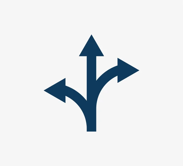 Nyíl, három irányban, irány ikon. Vektor illusztráció, lapos kialakítás — Stock Vector