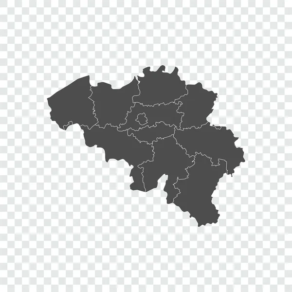 Mapa de Bélgica sobre fondo transparente. Ilustración vectorial . — Vector de stock