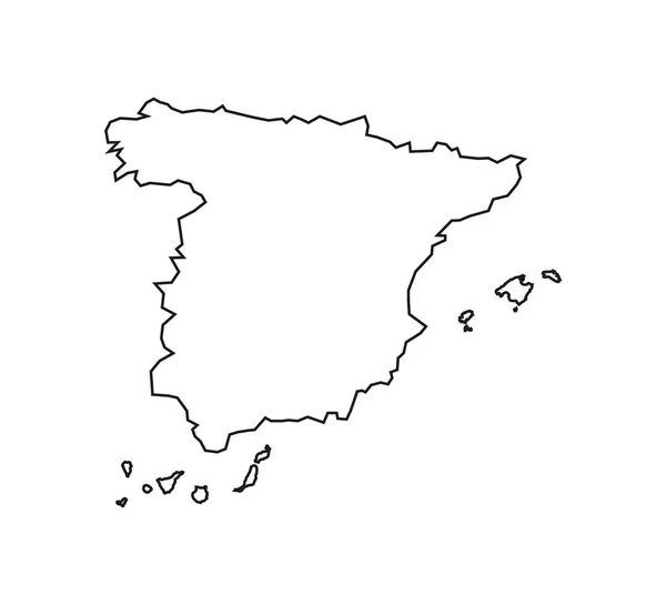 Mapa Španělska na bílém pozadí, přehled. Vektorová ilustrace. Osnova. — Stockový vektor