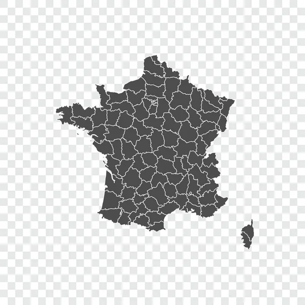 Mapa de Francia sobre fondo transparente. Ilustración vectorial . — Vector de stock