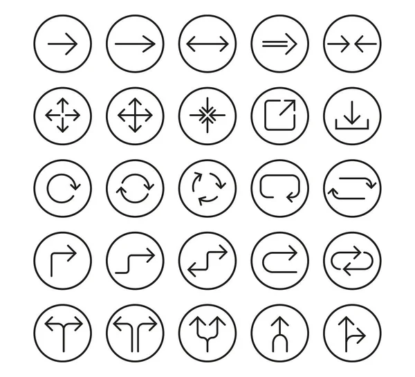 Conjunto de iconos de flecha de línea. Ilustración vectorial, diseño plano — Archivo Imágenes Vectoriales