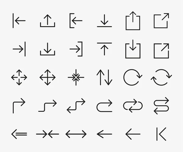 Conjunto de iconos de flecha de línea. Ilustración vectorial, diseño plano — Vector de stock