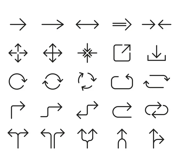 Conjunto de iconos de flecha de línea. Ilustración vectorial, diseño plano — Archivo Imágenes Vectoriales