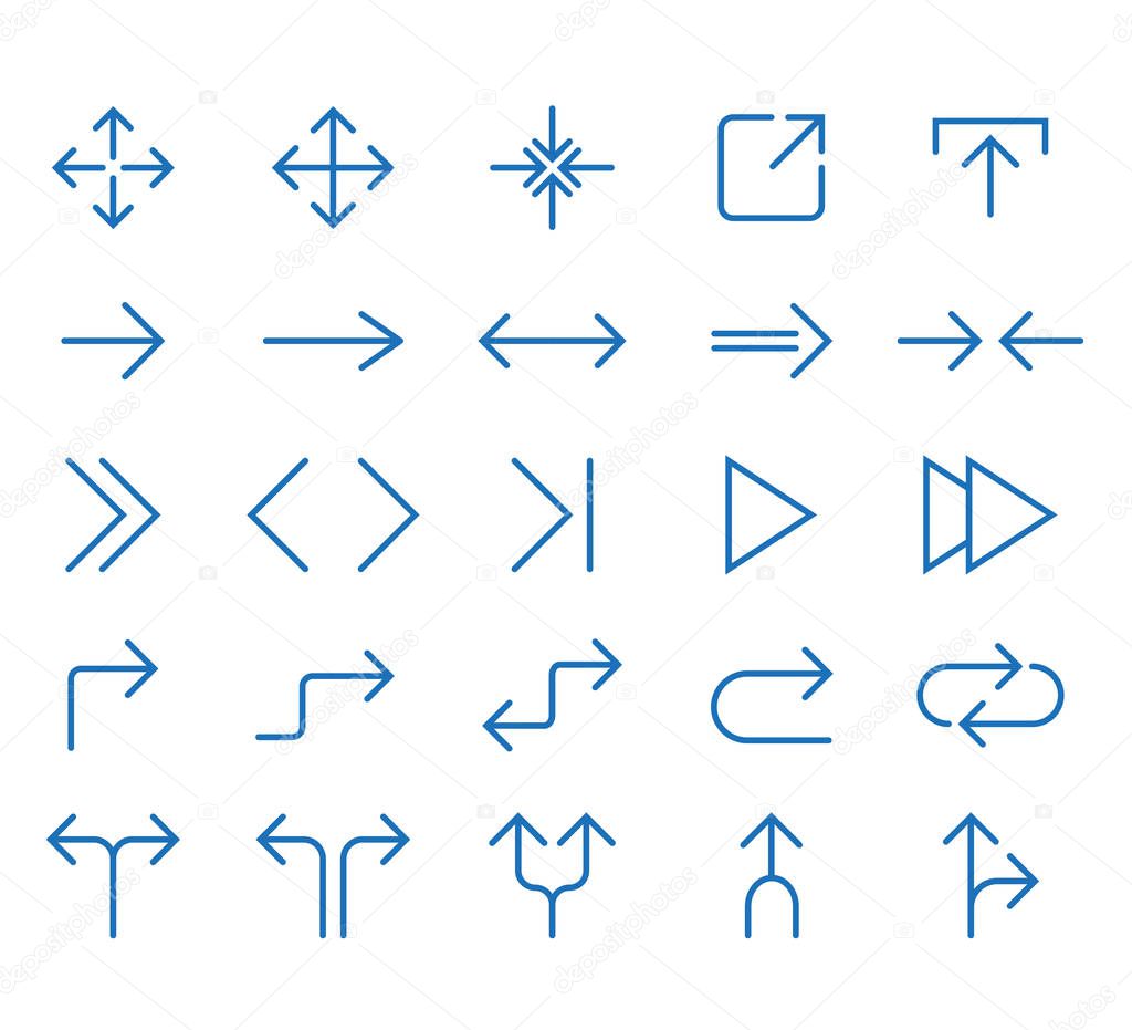Line Arrow icon set. Vector illustration, flat design