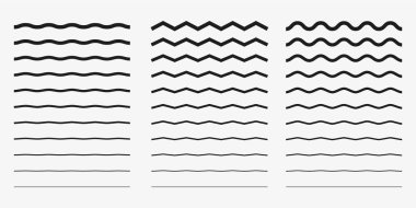Wave, wavy - curved and zig zag icon set. Vector illustration, flat design. clipart