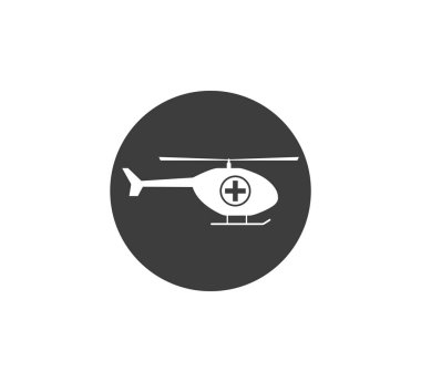 Tıbbi Helikopter ikonu. Vektör illüstrasyonu, düz tasarım.