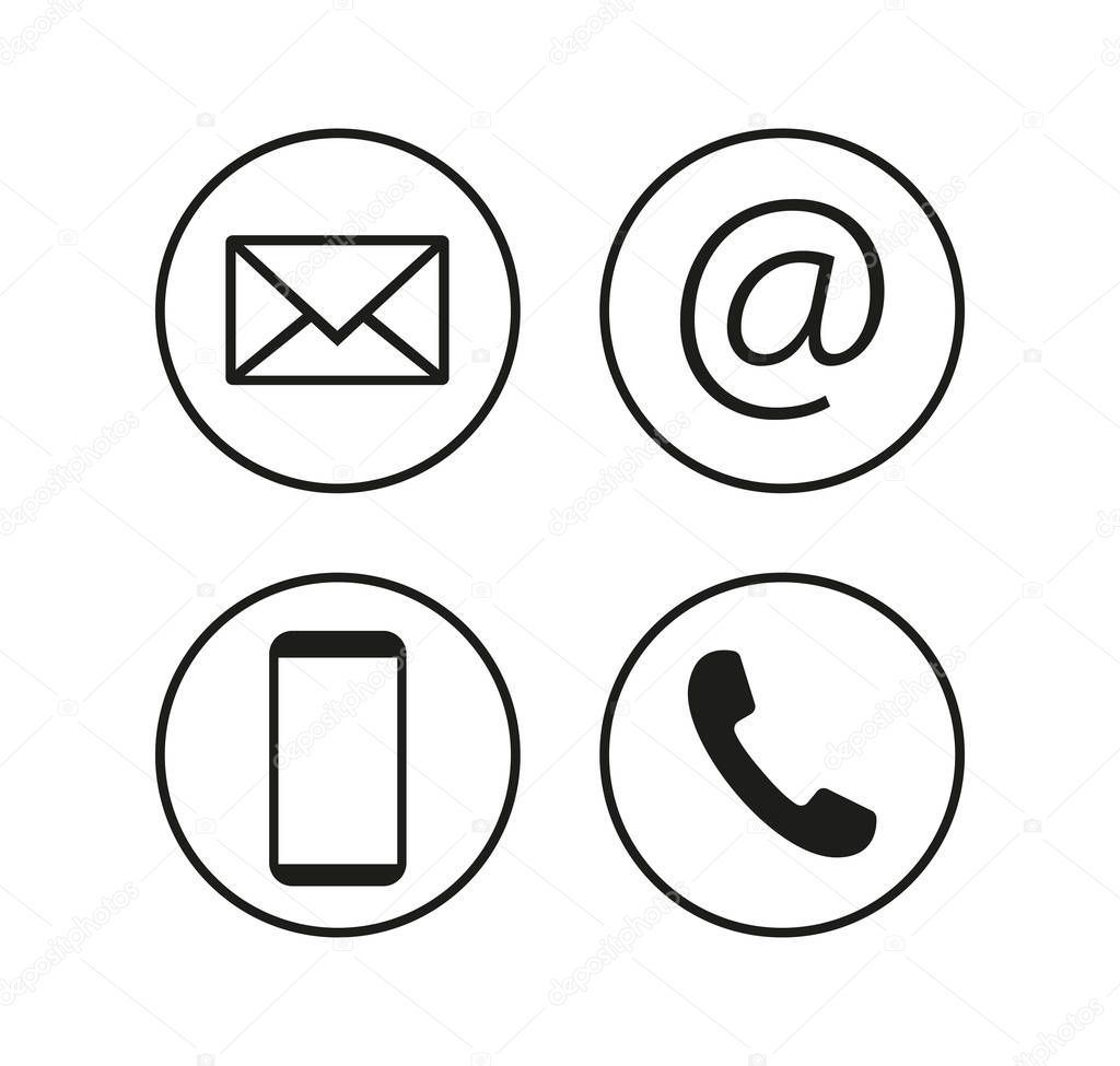 Contact Icon set. Vector illustrations. Flat design.