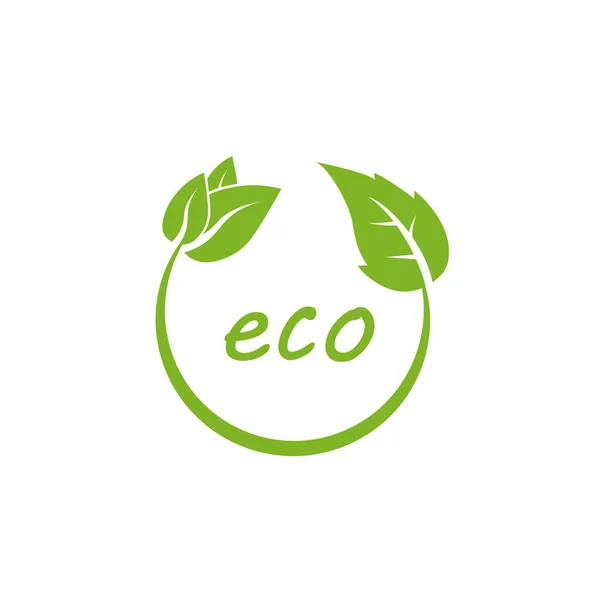 Yeşil yaprak, Eko simgesi Vektör illüstrasyonu, düz tasarım — Stok Vektör