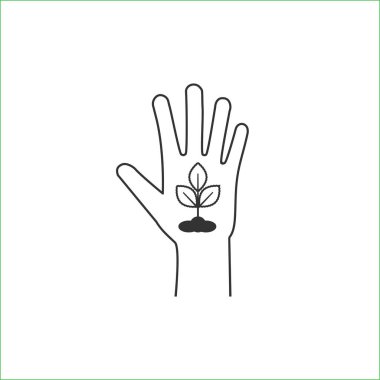 Yaprak, çevre dostu eller ikonu. Vektör illüstrasyonu, düz tasarım