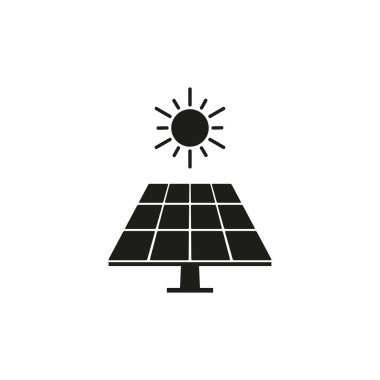 Güneş paneli simgesi. Vektör illüstrasyonu, düz tasarım