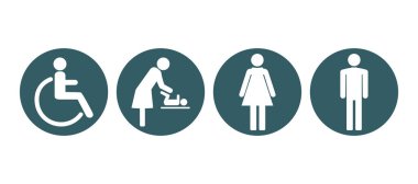 WC symbols, toilet sign, icon set. Vector illustration, flat design