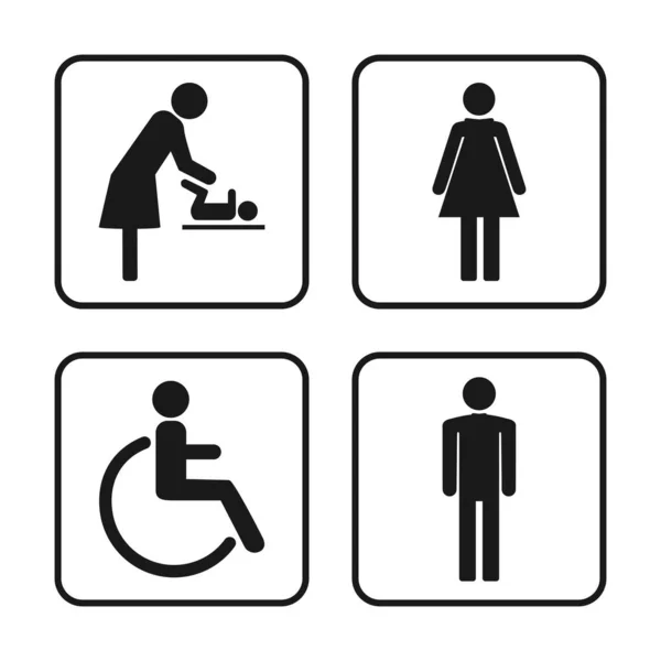 Wc-Symbole, Toilettenschild, Symbolsatz. Vektorillustration, flaches Design — Stockvektor