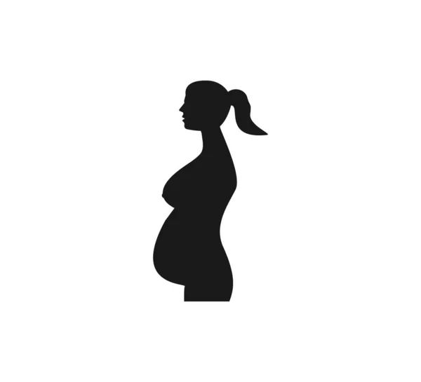 Woman Pregnant, silhouette icon. Vector illustration. Flat. — Stock Vector