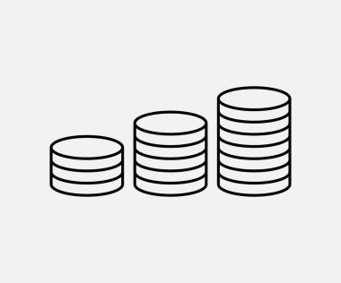 Para yığını, para ikonu. Vektör illüstrasyonu, düz tasarım.