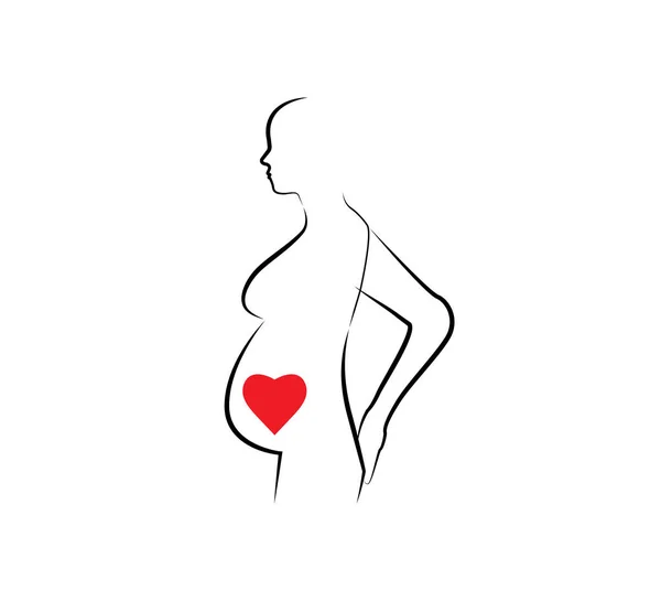Femme enceinte, icône de ligne. Illustration vectorielle. Plat . — Image vectorielle