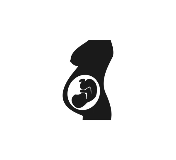 Woman Pregnant, silhouette icon. Vector illustration. Flat. — Stock Vector