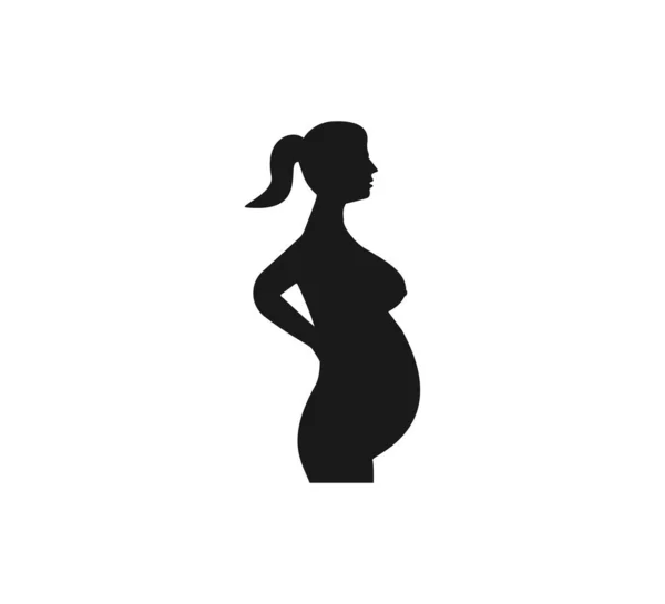 Γυναίκα Έγκυος, εικόνα σιλουέτας. Εικονογράφηση διανύσματος. Επίπεδη. — Διανυσματικό Αρχείο