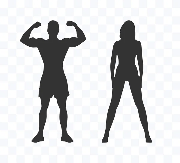 Woman, man silhouette. Vector illustration. Flat. athletic — Stock Vector