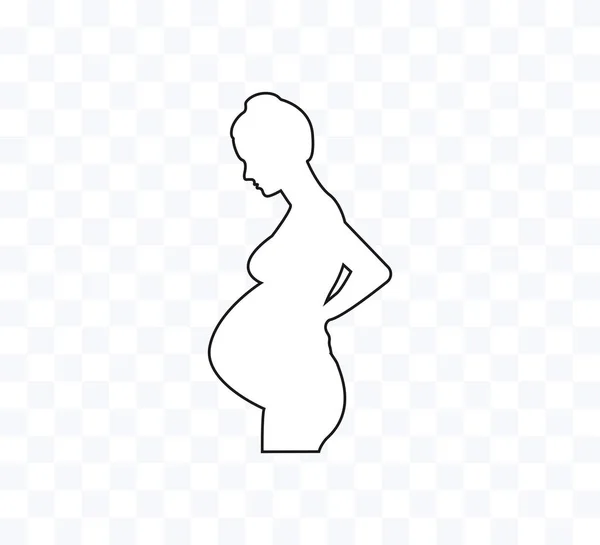 Γυναίκα έγκυος, εικονίδιο γραμμής. Εικονογράφηση διανύσματος. Επίπεδη. — Διανυσματικό Αρχείο