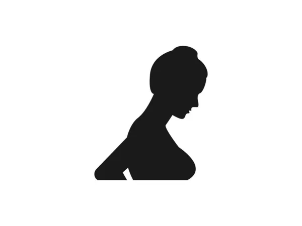 Silueta de cabeza de mujer. Ilustración vectorial. Plano. Negro — Vector de stock