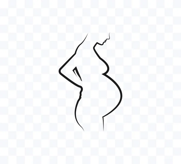 Femme enceinte, icône de ligne. Illustration vectorielle. Plat . — Image vectorielle