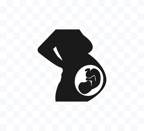 Woman Pregnant, silhouette icon. Vector illustration. Flat. — Stock Vector