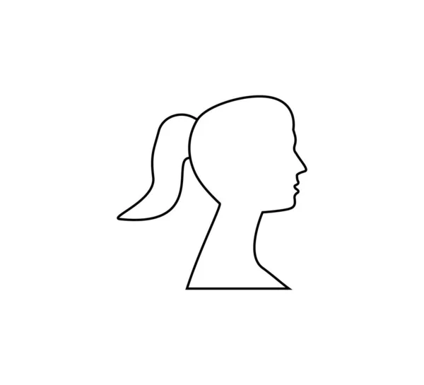 Woman head silhouette. Vector illustration. Flat. Line. — 스톡 벡터