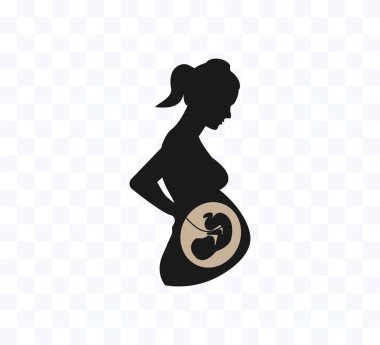 Kadın hamile, siluet. Vektör çizimi. Düz. Vektör çizimi. Düz.