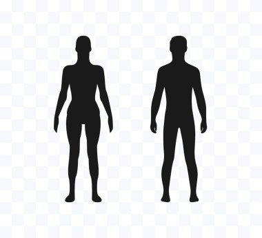 Kadın ve erkek silueti. Vektör çizimi. Düz.