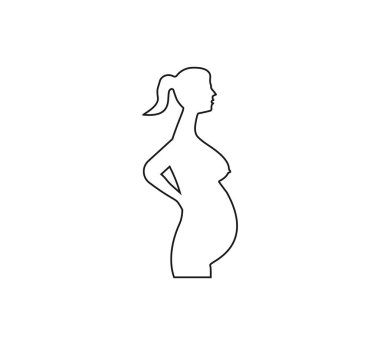 Hamile kadın, çizgi ikonu. Vektör çizimi. Düz.