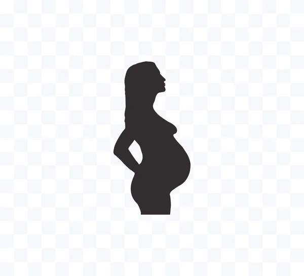 Woman Pregnant, silhouette icon. Vector illustration. Flat. — 스톡 벡터