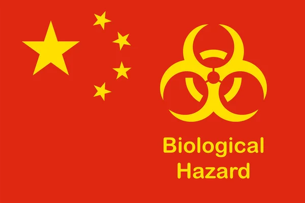 Biologické nebezpečí, Coronavirus, Čína. Vektorová ilustrace, plochý design. — Stockový vektor