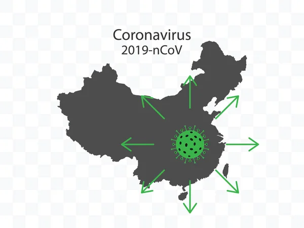 Coronavirus，中国地图。矢量图解，平面设计. — 图库矢量图片