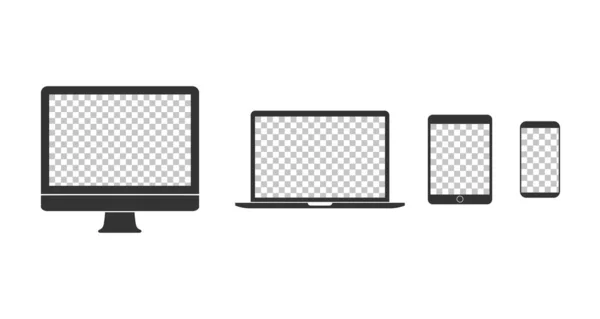 Conjunto de iconos de dispositivos electrónicos. Ilustración vectorial, diseño plano . — Vector de stock
