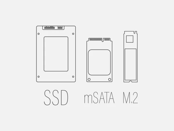 Ssd mSATA, M2, icône SSD. Illustration vectorielle, design plat . — Image vectorielle